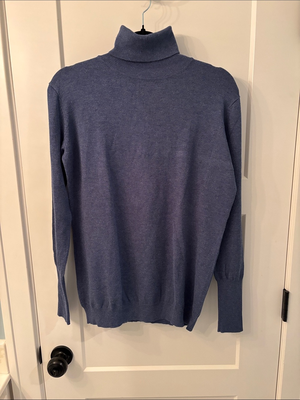 Slate Blue Turtleneck Knit Sweater